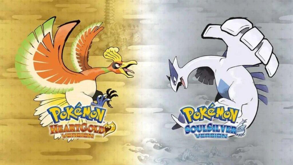 pokemon-oro-plata - CRONICAS REGIAS Split cover art with Ho-Oh on the left and Lugia on the right, logos for Pokemon HeartGold Version and SoulSilver Version beneath them